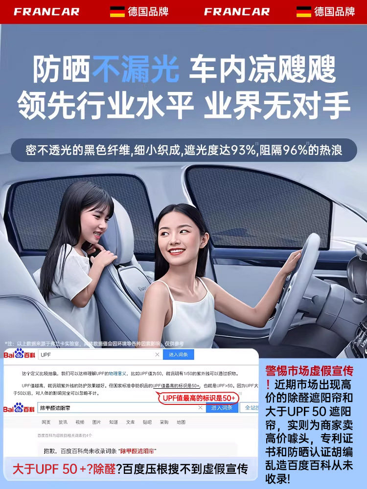 [German Brand]Car Sunshade Curtain for Windows, Sun Protection and Heat Insulation, Side Curtain with Magnetic Attachment for Baby Use in Vehicles