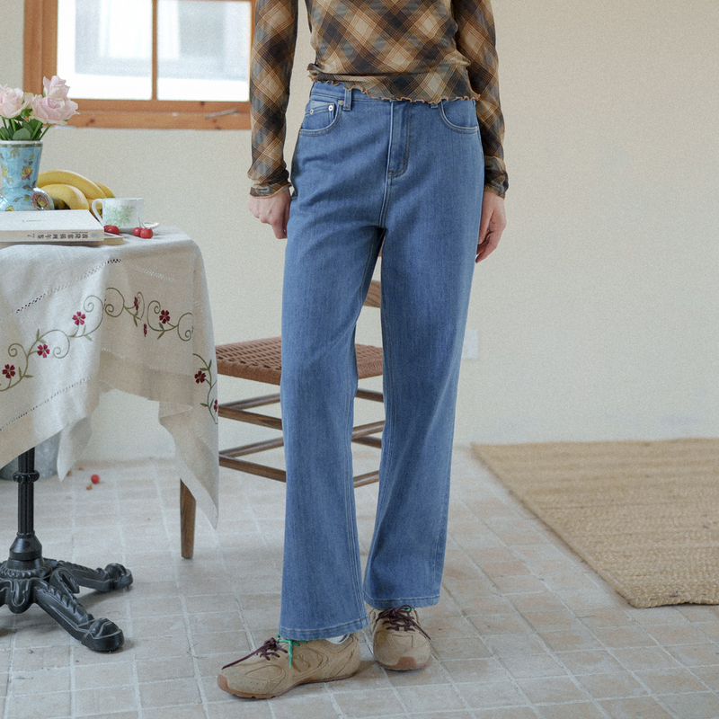 Marchnoon French Classic Blue Cotton Wool Retro Straight-Leg Jeans with Thin Fleece, High-Waisted, Slimming, Versatile Long Pants Marchnoon French Classic Blue Cotton Wool Retro Straight-Leg Jeans with Thin Fleece, High-Waisted, Slimming, Versatile Long Pants