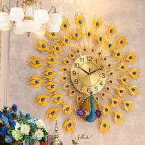 Peacock clock wall clock Living room European creative household mute personality decoration fashion clock Wall table Quartz clock