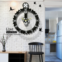 Vintage industrial style clock wall clock Living room hanging watch Creative personality decorative gear fashion clock wall hanging stone clock