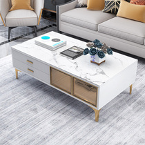 Household living room coffee table table light luxury small apartment modern simple coffee table TV cabinet combination tempered glass tea table cabinet