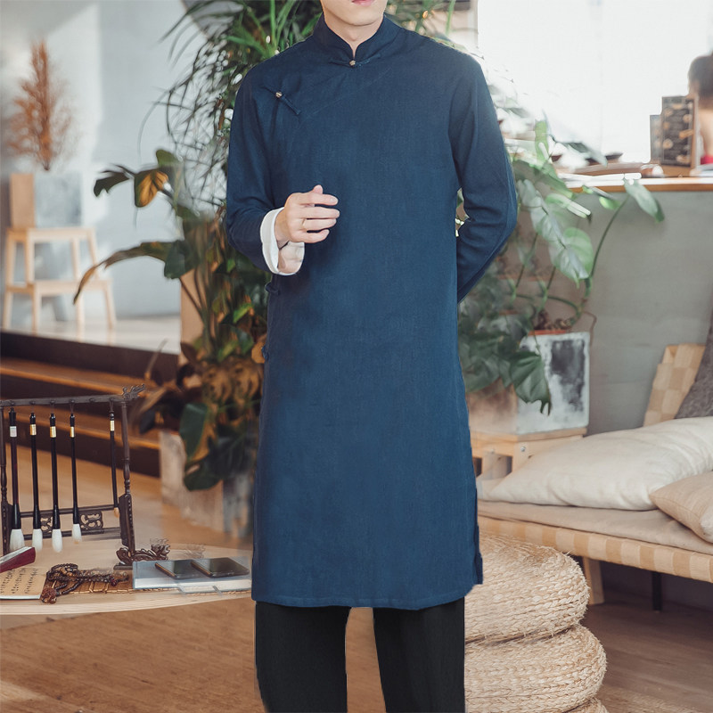 Comic Suits with Big Vest Clouds Hua's clothes to be served in cotton linen costume disc button Chinese wind Republic of China gown traditional bridegroom