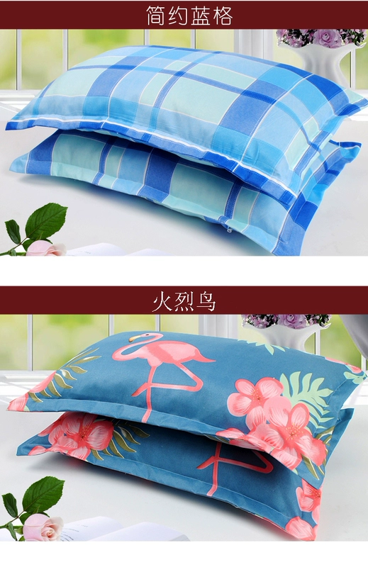 Vỏ gối chải 48 * 74cm Vỏ gối ký túc xá sinh viên có khóa kéo dành cho người lớn tăng một đôi không bằng cotton