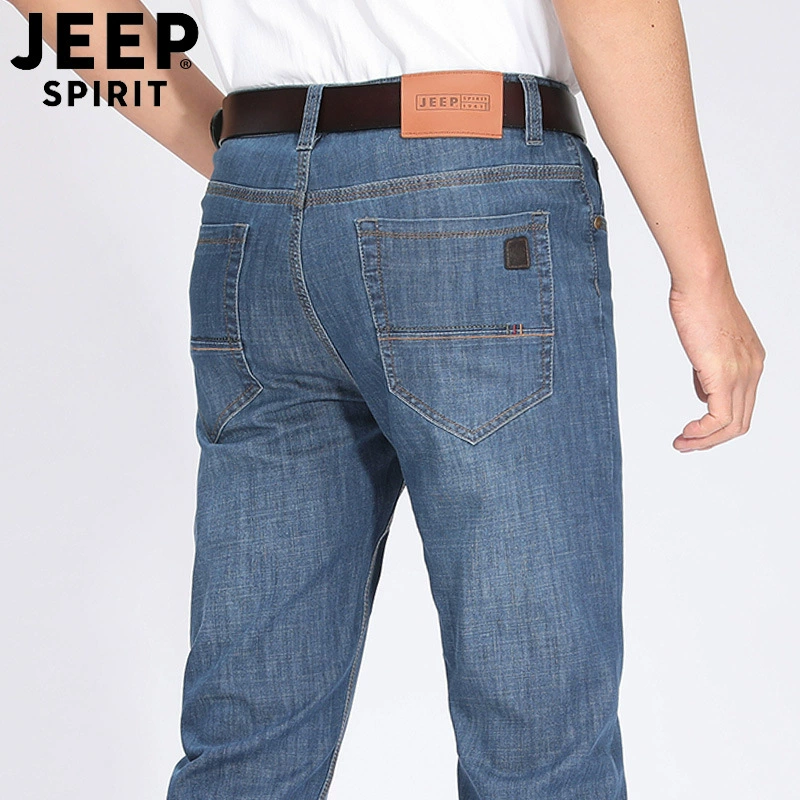 JEEP Jeep hàng đầu chính thức mùa xuân quần jean nam phần mỏng thẳng thẳng quần trẻ trung tuổi - Quần jean