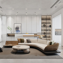 Italian light luxury curved sofa Falila sofa living room leather art Reba same style sales department hotel lobby reception