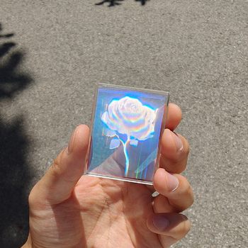 Holographic Rose Cyberpunk Handmade Gift Glass Ornament Naked Eye 3D Photo Light Science Collection