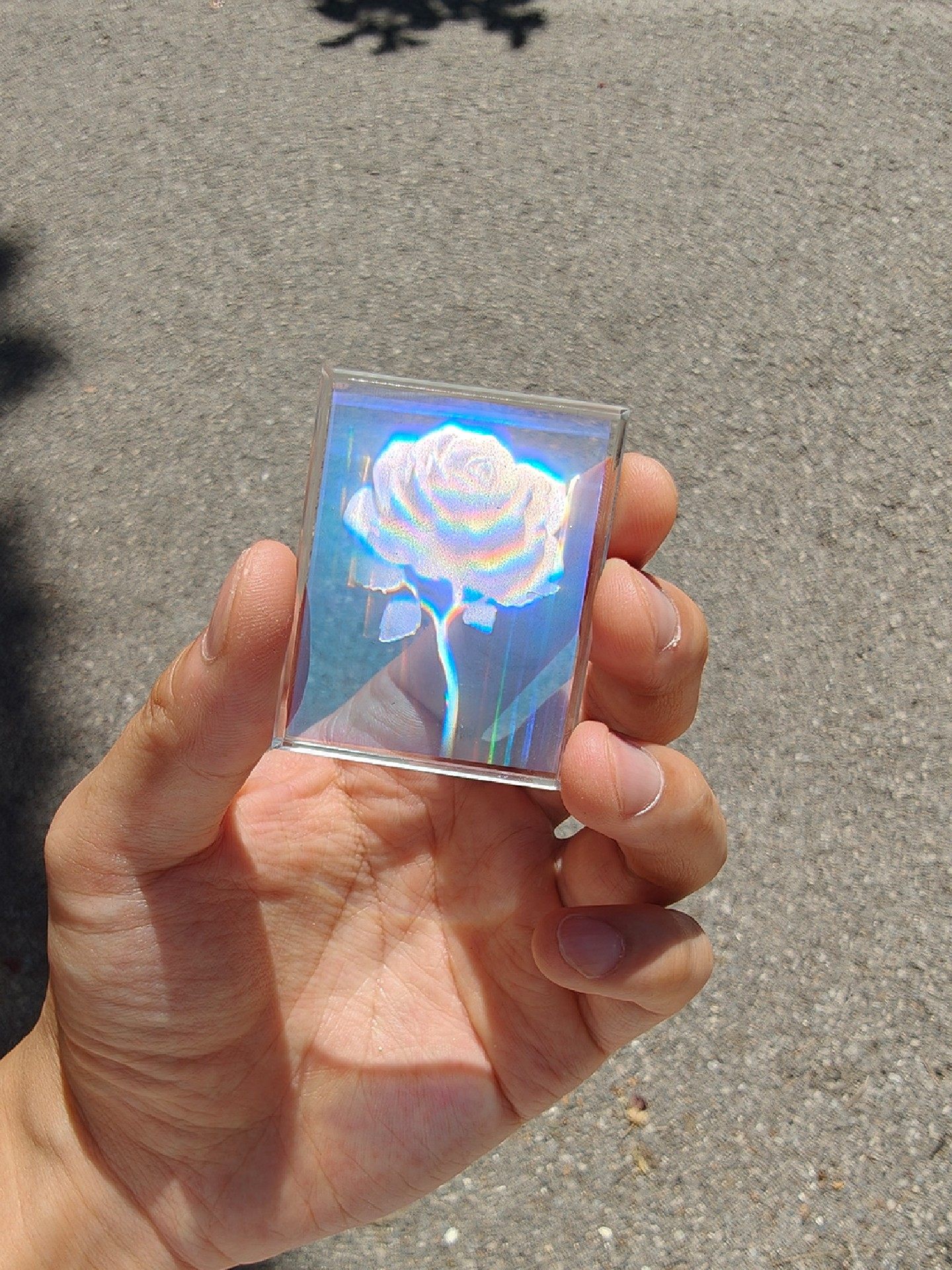 Holographic Rose Cyberpunk Handmade Gift Glass Ornament Naked Eye 3D Photo Light Science Collection