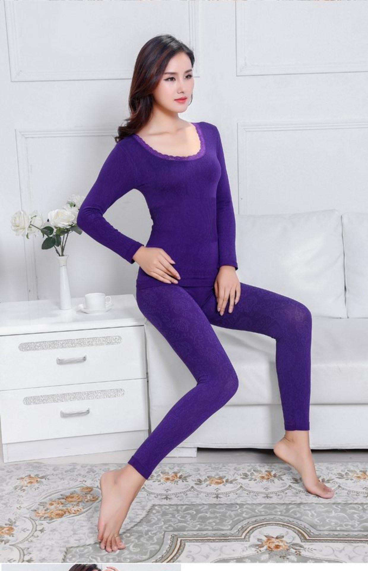 Quần áo bó sát của phụ nữ quần áo mùa thu cotton quần dài quần dài của phụ nữ đất phù hợp với đồ lót nhiệt cô gái quần áo bó sát bộ đồ ngủ
