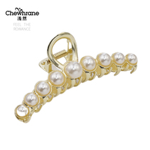 Shallow female summer Pearl metal hairclip back head grab clip hair quantity multi-plate hair fixed simple temperament Golden large