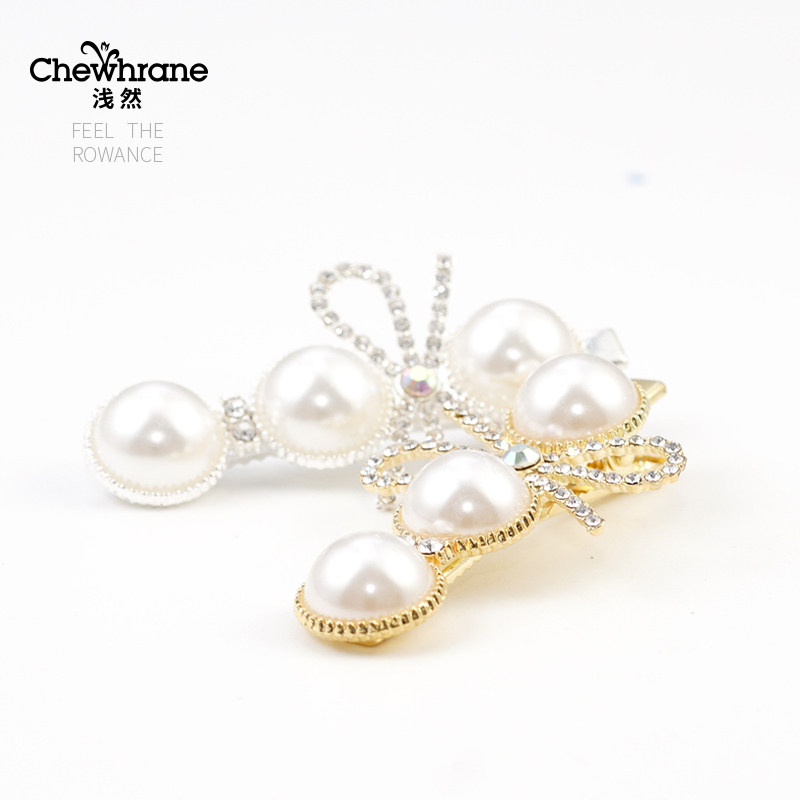 Light delicate girl Pearl side clip hair clip Female side Banghai word clip small clip decorative duckbill clip headdress