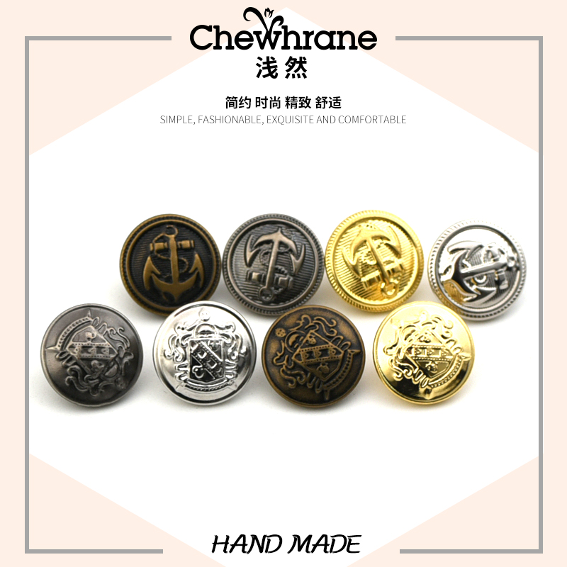 Ingléon Wind with children Big coat button Delicate Jacket Man 100 lap metal Fashion retro blouse Round Clothes Buckle