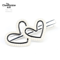 Shallow double love side clip female Korean side hairclip banger clip cute word clip back of head exquisite small clip