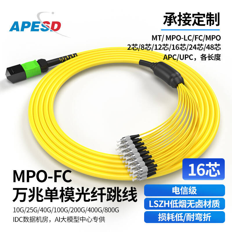 Apesd Single-Mode Mpo Jumper Mpo-Lc 10g 8/12/24 Core Female to Male Apc Bundled Fiber Optic Patch Cord Apesd Single-Mode Mpo Jumper Mpo-Lc 10g 8/12/24 Core Female to Male Apc Bundled Fiber Optic Patch Cord