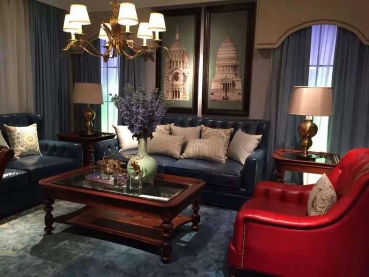 Bàn ghế gỗ Yosemite đầy đủ ghế sofa da bằng gỗ gụ - Bộ đồ nội thất giường thông minh