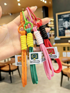 2026 New Dopamine Color-Blocking Keychain Wrist Strap Creative Car Keychain Backpack Simple Small Pendant