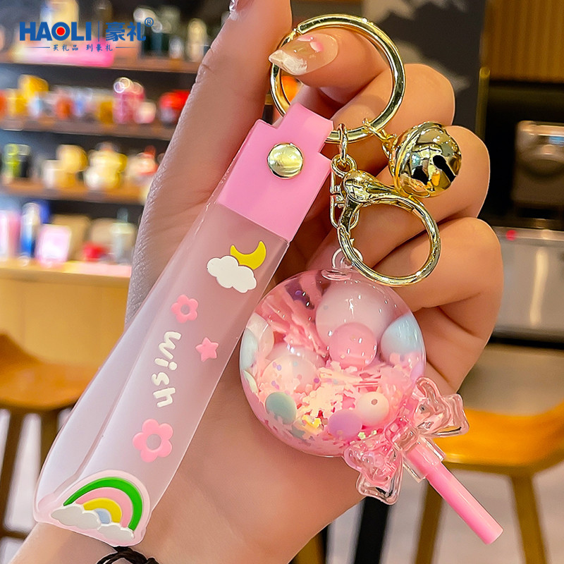 Oil-Filled Floating Lollipop Liquid Sand Keychain Backpack Pendant Exquisite Cute Girl Children's Car Keychain Ornament Oil-Filled Floating Lollipop Liquid Sand Keychain Backpack Pendant Exquisite Cute Girl Children's Car Keychain Ornament