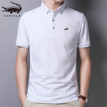 Crocodile Summer Mens Pure Short Sleeve T - shirt men with loose ice wire half - sleeve Polo shirt