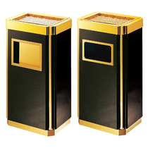 Stainless steel titanium trash can Hotel Club stairs elevator entrance ash bucket high-grade gold bully sitting ash bucket