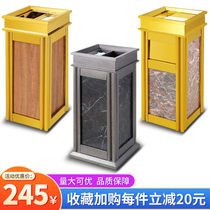 Four-angled trash can sitting on the ground ash bucket hotel high-end wall titanium Peel barrel corridor elevator entrance Indoor