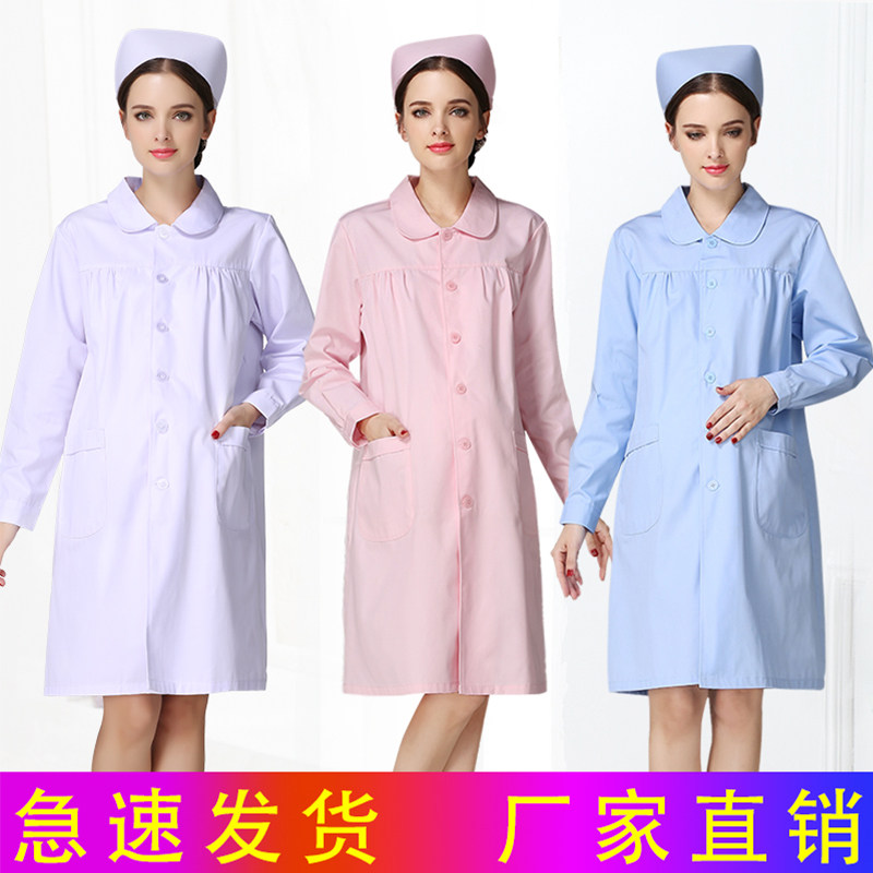 Maternity clothing winter white nurse maternity skirt female nurse doctor maternity overalls long-sleeved medical white coat winter