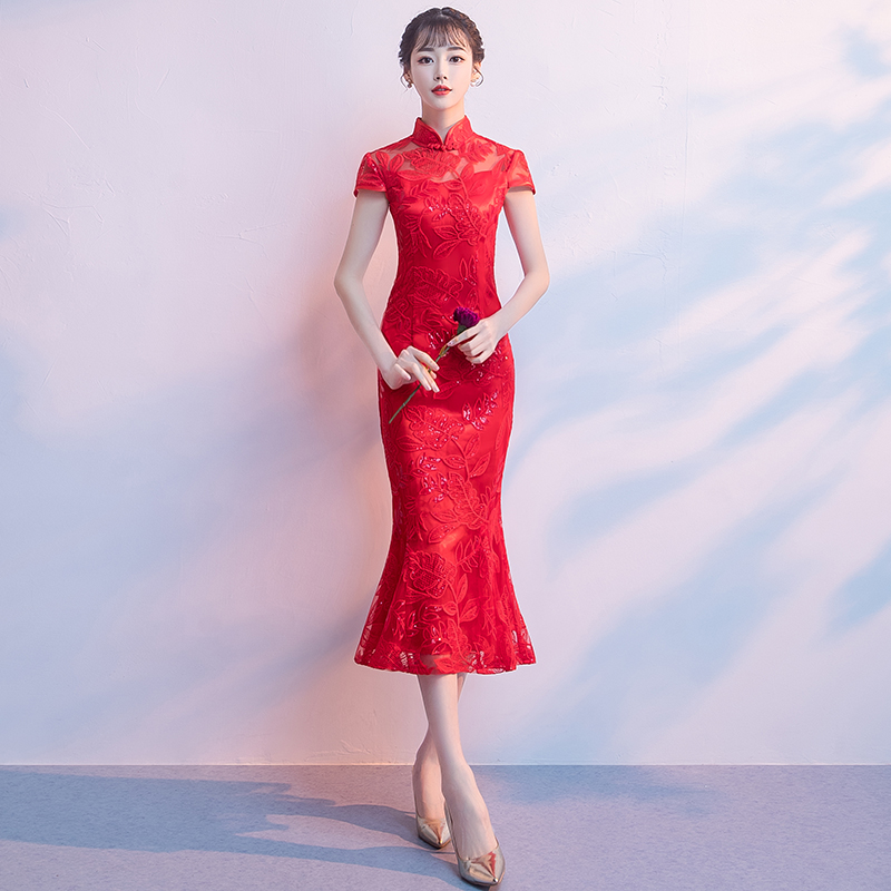  M+Red long mini-skirt, with short sleeve  