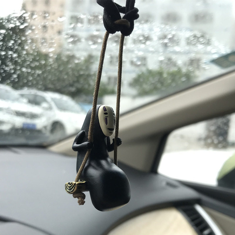 Spirited Away cute swing faceless male model creative car in-car car pendant rearview mirror strap