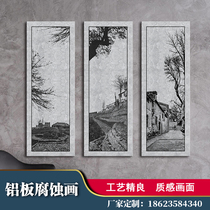 Aluminum plate corrosion painting stainless steel decorative etching painting old metal shadow carving mural carving retro aluminum plate painting customization