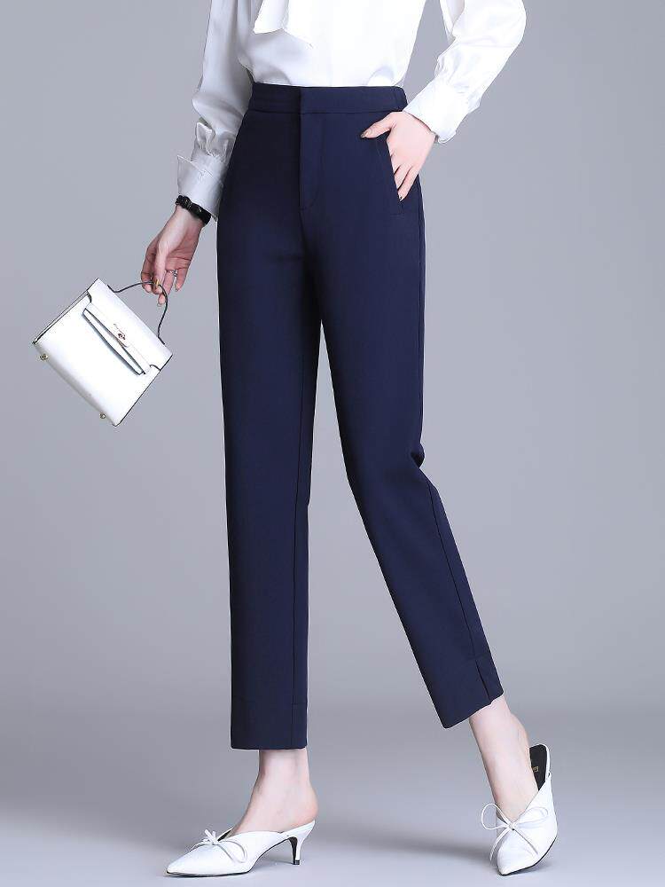 Harynpants Women Spring Summer 2022 New Middle Aged Lady Casual Pants Wearing slim black slim 90% Western pants