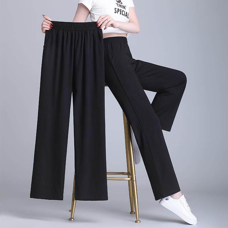 Snow Spinkle Broad Pants Summer Thin 2022 New High Waist Vertical Digital Ice Screen Landscarf Leisure Pants