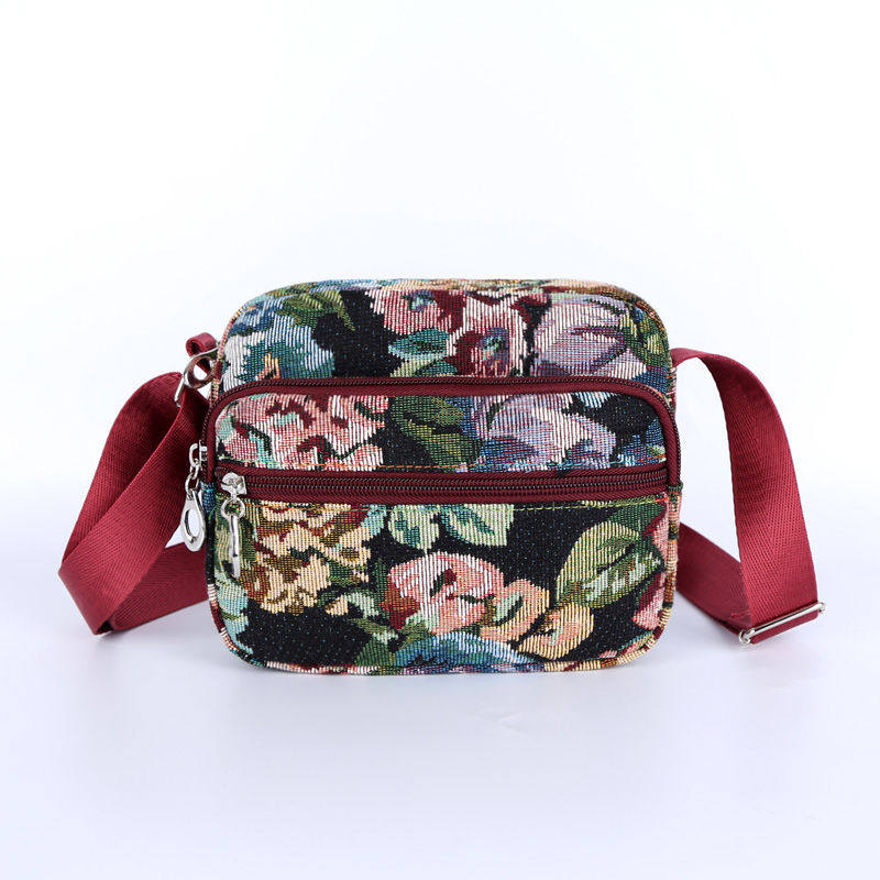 New floral single shoulder bag women's middle-aged leisure travel crossbody bag mini mobile phone bag business wallet