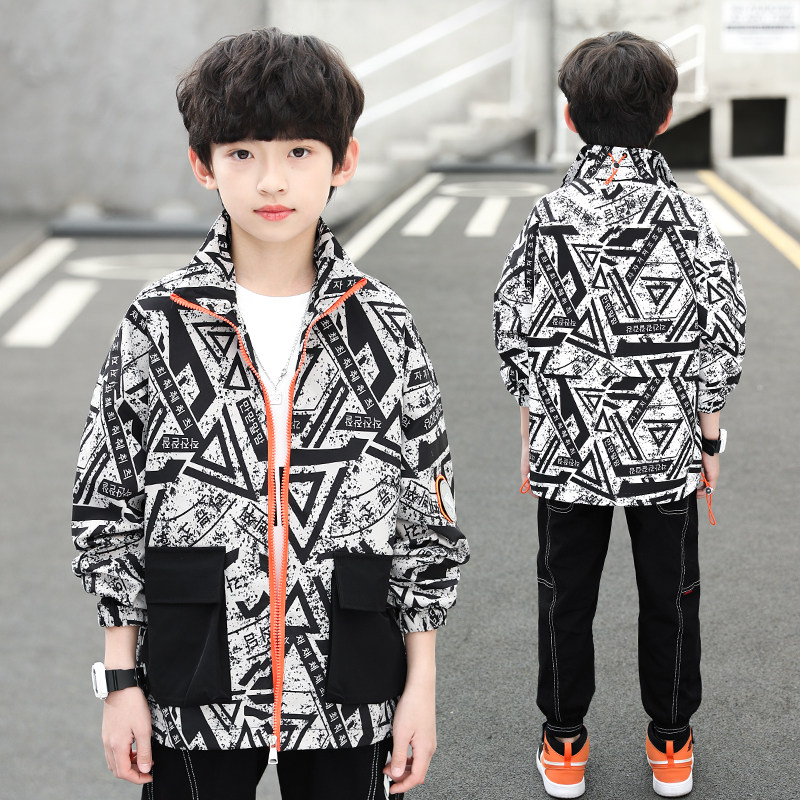 Boys jacket camouflage spring style 2021 new western style big boy jacket trendy boy baby handsome spring windbreaker