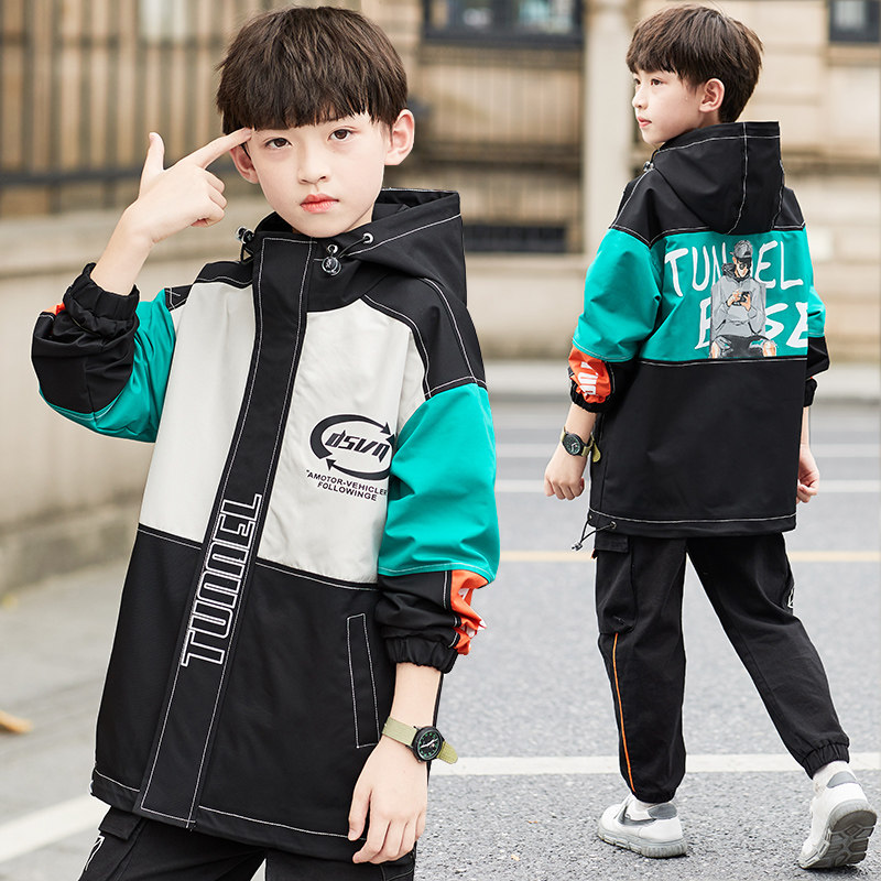Boy Coats Foreign Pie Spring Dress 2021 New CUHK Tong Medium Long Version Internet Red Wind Clothes Handsome Boy Spring blouses