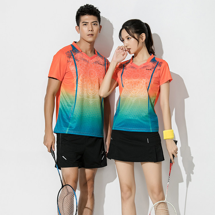 Badminton suit suit Men's and women's short-sleeved team uniform Quick-drying table tennis game sportswear breathable volleyball suit group purchase