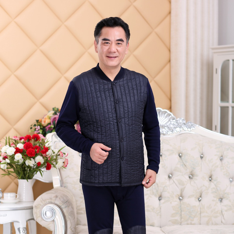 Bay trong tuyết trung niên mens đồ lót ấm cardigan cộng nhung dày mẹ chiếc váy người đàn ông thẻ cũ kích thước lớn phù hợp