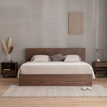 Mugwood furniture Nordic solid wood black walnut double box bed 1 8 cherry wood designer storage high box bed