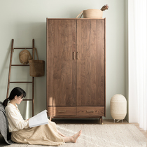 Mugwood furniture solid wood wardrobe simple modern home bedroom big wardrobe black walnut storage quilt cabinet