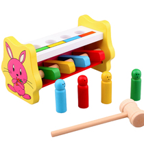 Beiyao toy wooden percussion table childrens educational toy flying trapeze knocking music to train hand-eye coordination