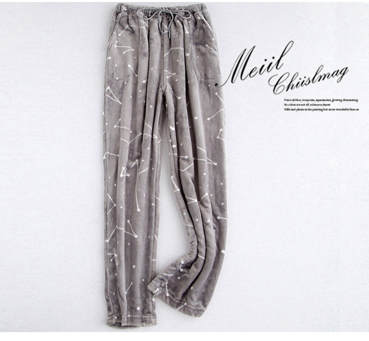 Quần pyjama cho nam và nữ mùa thu và mùa đông quần flannel dày nước ấm nhung lông cừu san hô quần rộng kích thước lớn quần lỏng nhà quần mặc nhà đẹp