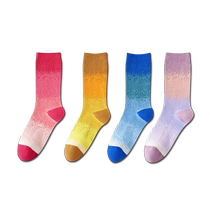 Catman Socks Womens Mid-calf Socks Dopamine Design Sports Style Pile Socks Gradient Color Long Tall Cotton Socks