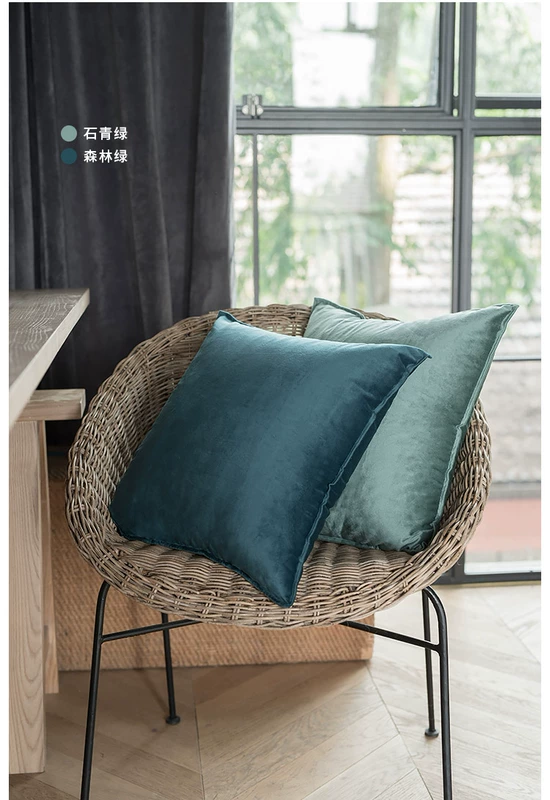 Gối màu rắn Bắc Âu Giường đơn giản gối nhung sofa lưng in đệm vuông gối tùy chỉnh - Trở lại đệm / Bolsters mền 2 trong 1