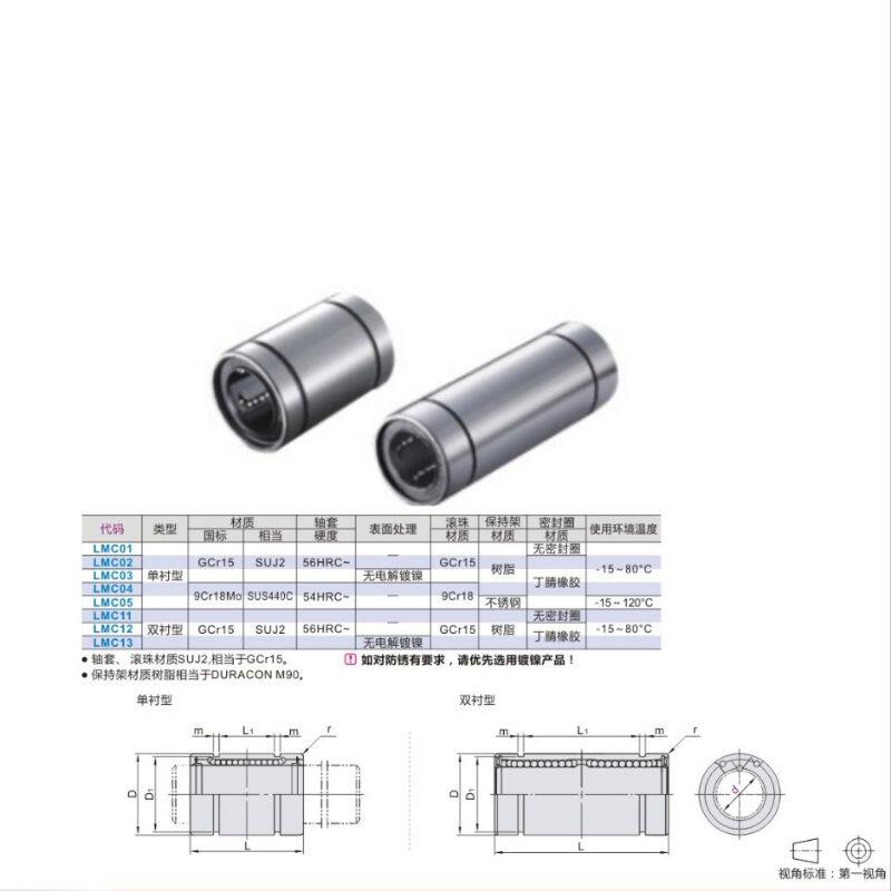 Straight Column Type Linear Bearings Pleasant type LMC01 02 03 03 05 05 11 12 13 16 16 25 25