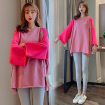 Pregnant womens spring clothing suit fashion models 2021 new net red money pure cotton sweater for leisure two sets of spring and autumn