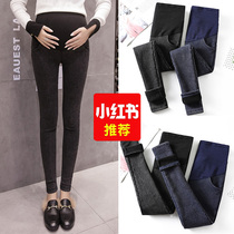 Pregnant woman pants autumn and winter style outside wearing long pants winter thickened with velvety pregnant woman Jeans Fashion style beat bottom pants winter clothing