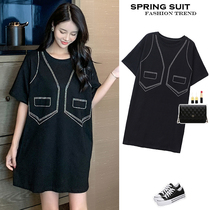 Tennis Red Pregnant Women Summer Dress Big Code Patch Drill Short Sleeves T-shirt Dress Blouse Blouses Weight Loss Personality Shake Dresses Summer Tide