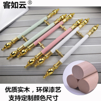 Glass door solid wood handle Nordic ground Spring door clothing store KTV sauna room Anti-hot wooden door handle pink
