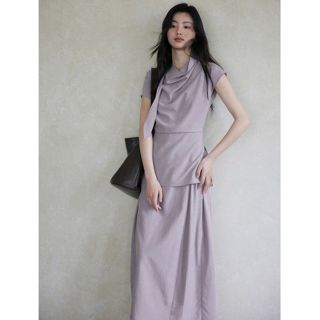 ຊຸດອອກແບບຜ້າຝ້າຍ tencel ສີມ່ວງພິເສດ