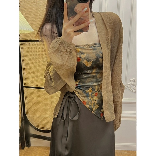 Дизайнерский летний тонкий кардиган, китайский стиль, защита от солнца