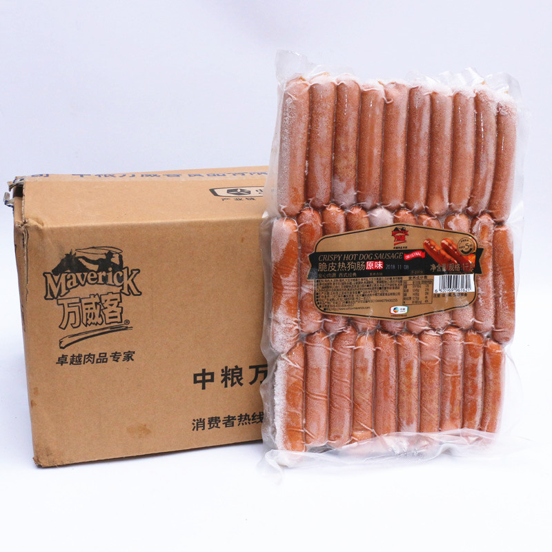 Medium grain Walloween crisp leather hot dog intestines original flavor 1kg about 30 family breakfast with western dining snack Guangdong