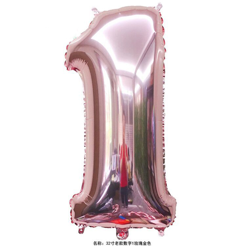Apricot / 32 Inch Digital Rose Gold 132 inch aluminum foil number Gold Silver Black Gradients Optional Wedding marry arrangement 0 reach No.9 code Optional Aluminum film balloon