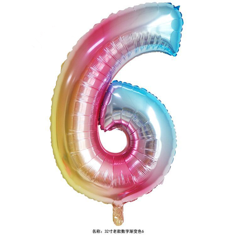 Sky Blue & / 32 Inch Digital Gradient 632 inch aluminum foil number Gold Silver Black Gradients Optional Wedding marry arrangement 0 reach No.9 code Optional Aluminum film balloon